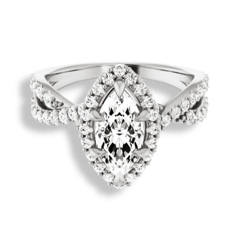 Women's engagement rings proposal-shine-Marquise Cut Diamond Halo Engagement Ring