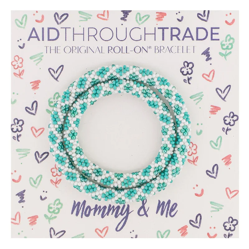 Women's bracelets hand-carved-Mommy & Me Roll-On® Bracelets <br> Aquamarine