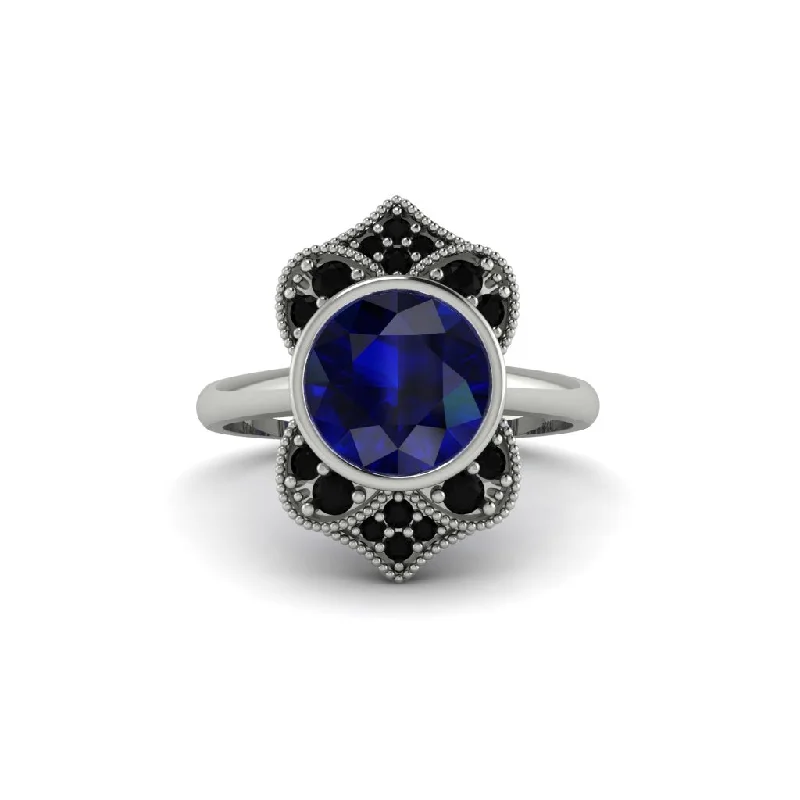 Women's engagement rings luminous-cushion-Sapphire Bezel Vintage-Inspired Engagement Ring - Olive No. 45