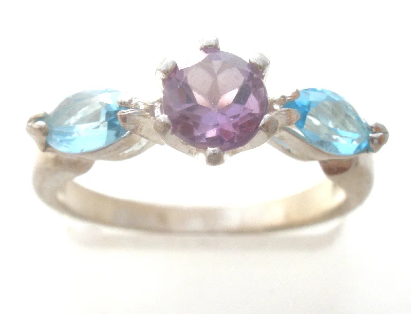 Women's rings luminous-stone-Blue Topaz & Amethyst Ring Size 6