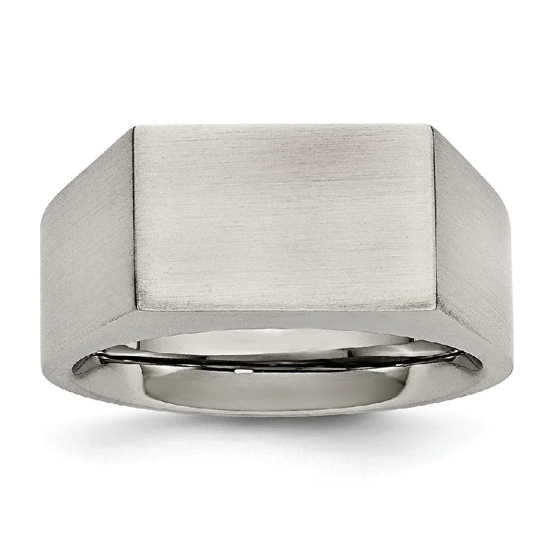 Women's rings ornate-twist-Men's 9mm Stainless Steel Brushed Signet Tapered Fit Ring