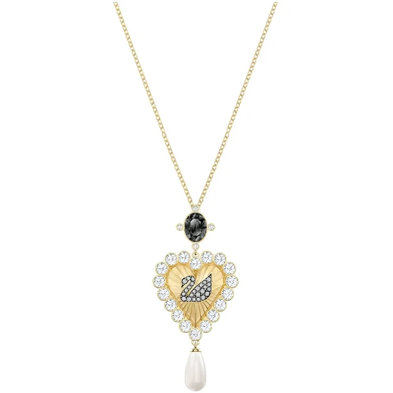 Women's necklaces hand-twisted-Swarovski Women's Pendant Necklace - Vintage Heart Shape Swan Gold Plated | 5507333