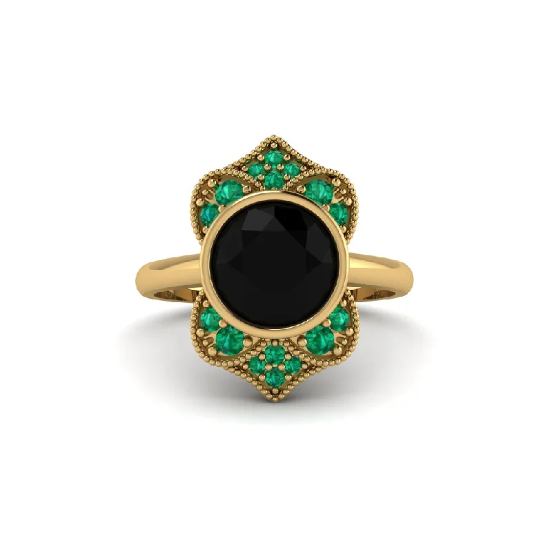 Women's engagement rings four-stone-Black Diamond Bezel Vintage-Inspired Engagement Ring - Olive No. 22