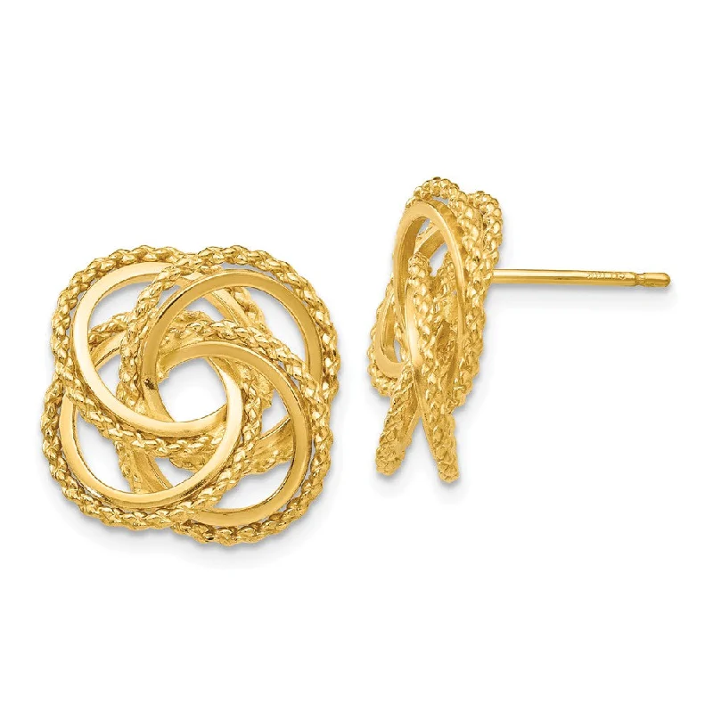 Women's earrings soft-tone-18mm Polished and Twisted Love Knot Earrings in 14k Yellow Gold