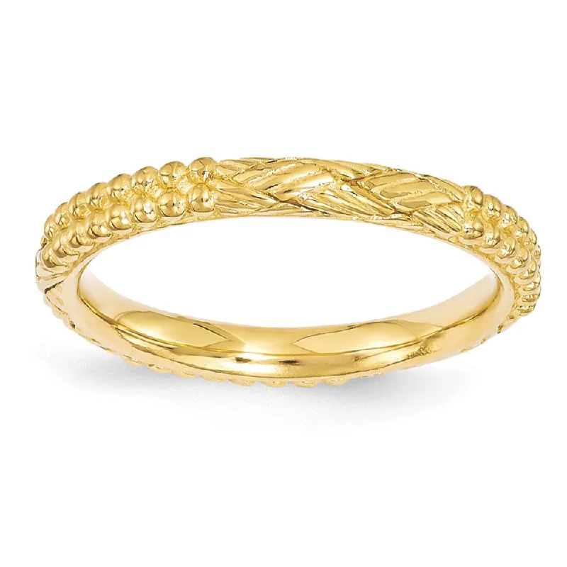 Women's rings graceful-curve-2.5mm Gold Tone Plated Sterling Silver Stackable Patterned Band