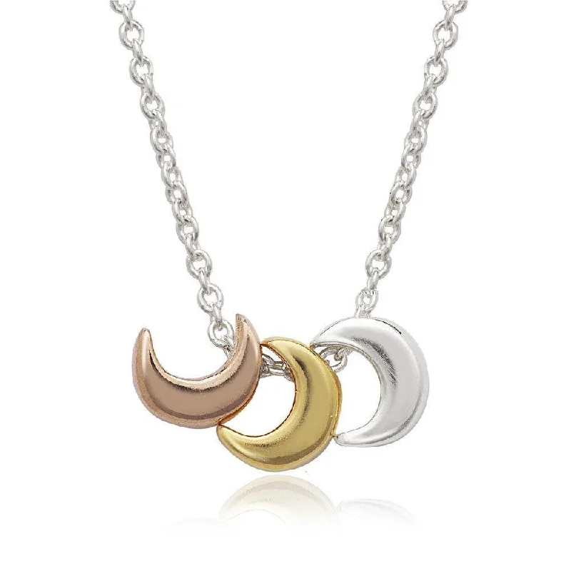 Women's necklaces crafted-gleam-Sterling Silver Multicolor Tiny Crescent Necklace