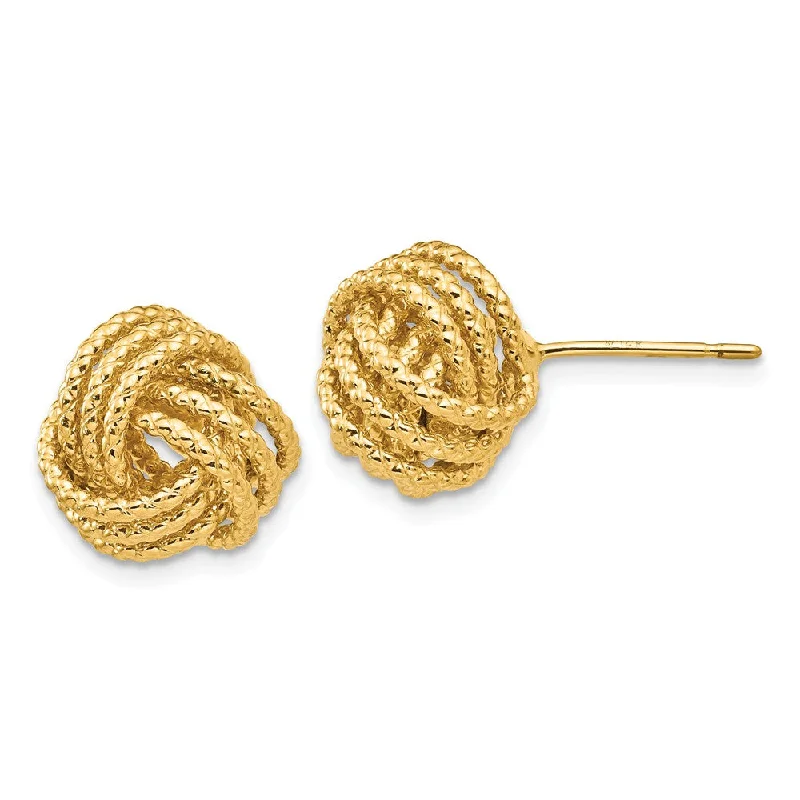 Women's earrings wispy-elegance-12mm Twisted Rope Love Knot Post Earrings in 14k Yellow Gold