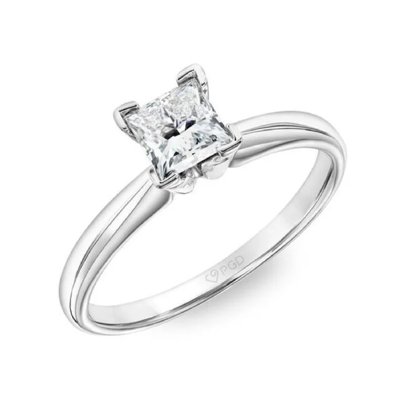 Women's engagement rings festive-gleam-Signature Certificate EcoLove 1/2 CTW Princess Cut Lab Grown Diamond Solitaire Engagement Ring in 14KT White Gold