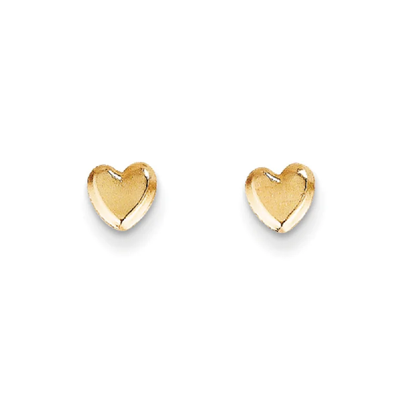 Women's earrings fine-blush-Kids 5mm Polished Heart Screw Back Post Earrings in 14k Yellow Gold