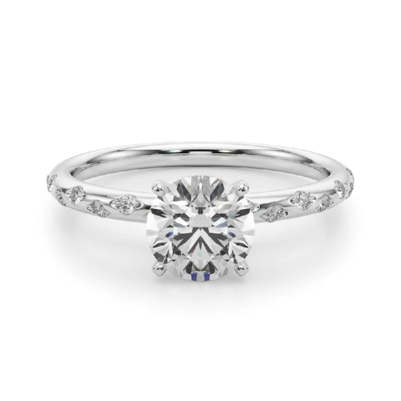 Women's engagement rings floral-white-gold-Blair Round Diamond Solitaire Engagement Ring