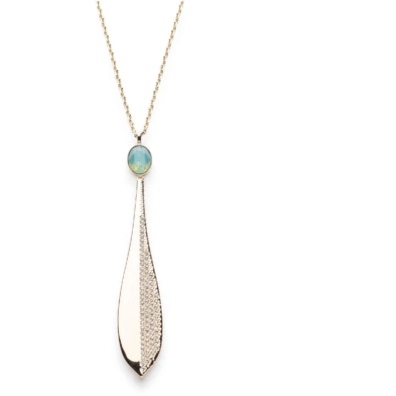 Women's necklaces modern-vine-Swarovski Women's Necklace - Stunning Yellow Gold White and Blue Crystal | 5515463