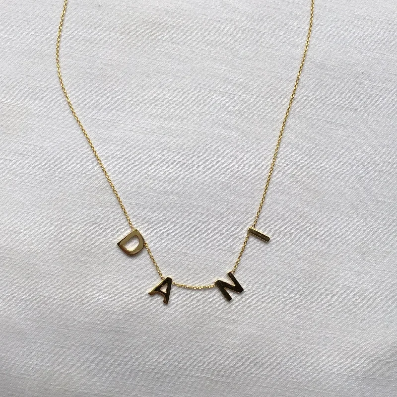 Women's necklaces radiant-link-Multiple Initials Necklace, Solid 18k Gold