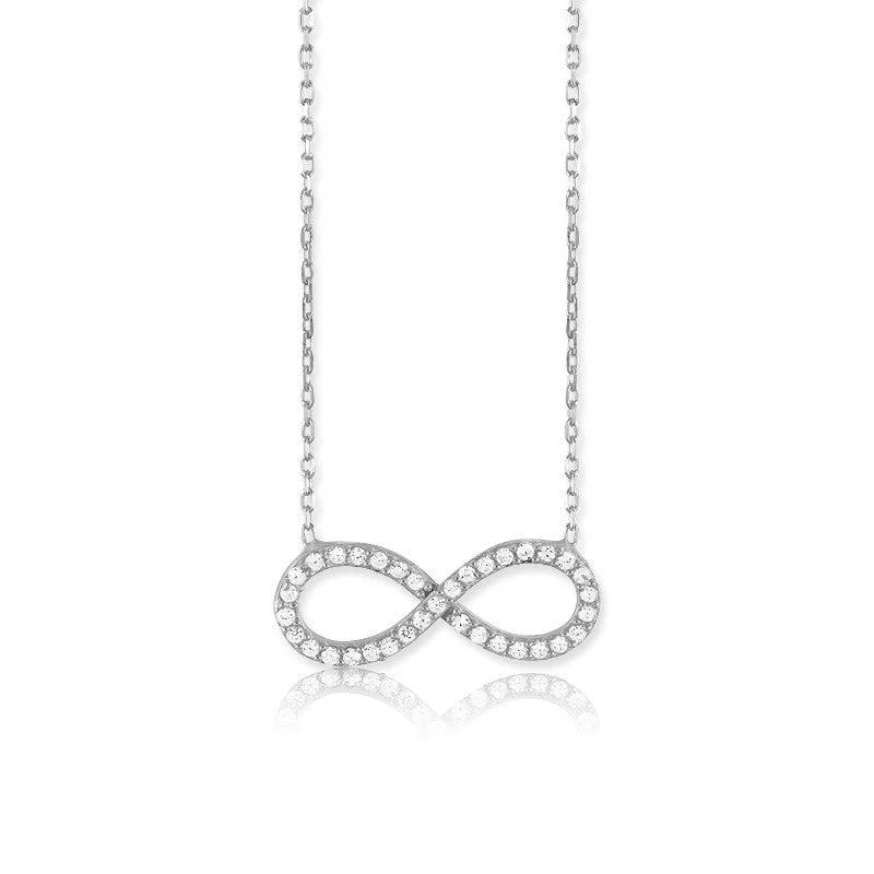 Women's necklaces soft-tone-Sterling Silver CZ Infinity Design Necklace