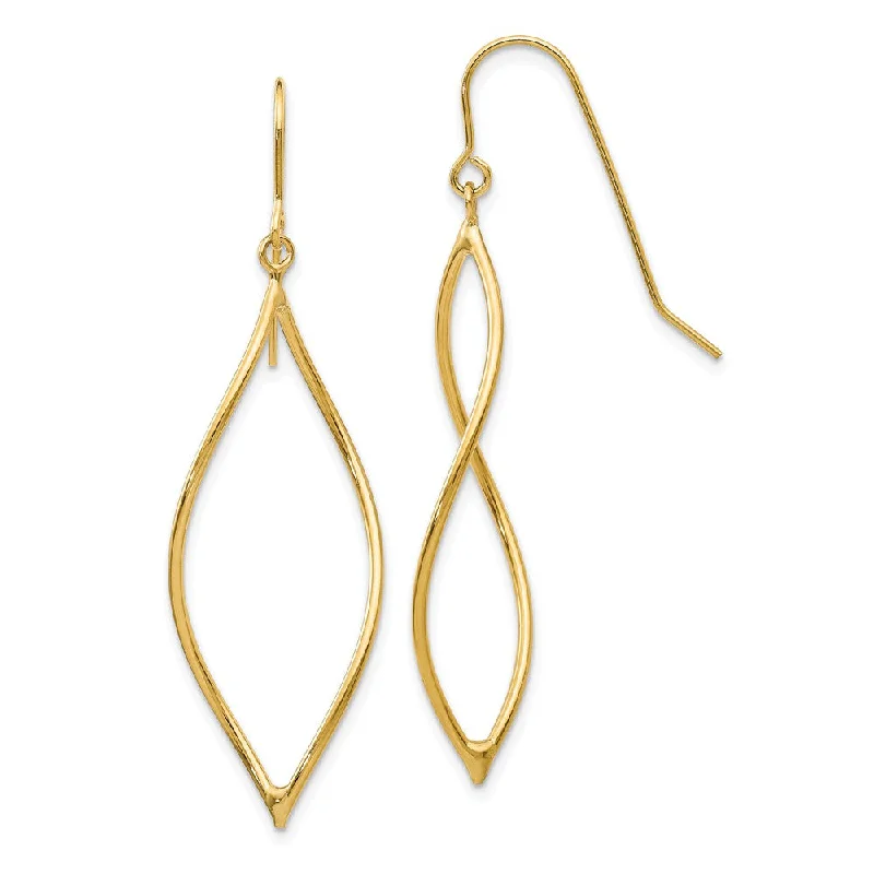 Women's earrings twinkling-stud-14k Yellow Gold Twisted Oblong Dangle Earrings