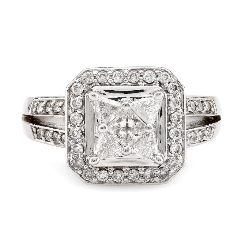 Women's engagement rings everlasting-glow-Vintage Diamond 14K White Gold Engagement Ring