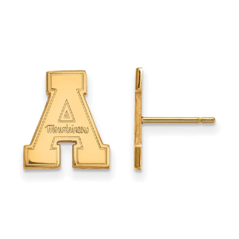 Women's earrings glowing-charm-14k Gold Plated Silver Appalachian State Post Earrings