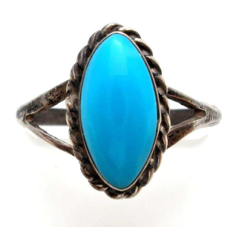 Women's rings blush-link-Turquoise Sterling Silver Ring Size 5 Vintage