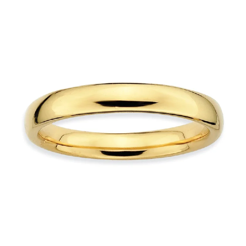 Women's rings faint-crystal-3.25mm 14k Yellow Gold Plated Sterling Silver Stackable Polished Band