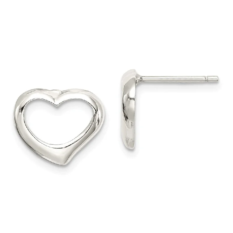 Women's earrings airy-drop-12mm Open Heart Post Earrings in Sterling Silver