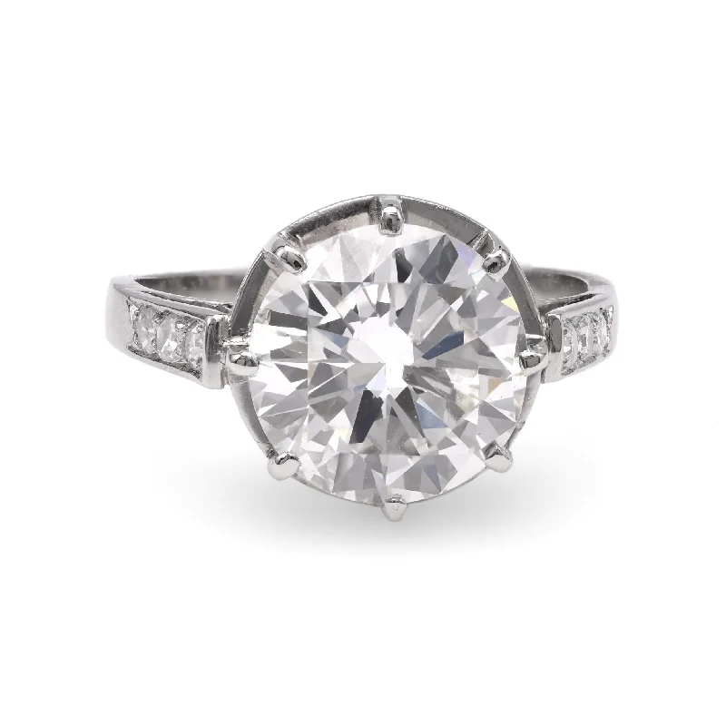 Women's engagement rings radiant-charm-Art Deco GIA 3.25 Carat Diamond Platinum Engagement Ring