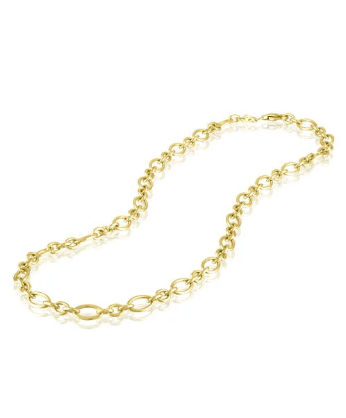 Women's necklaces sculpted-wave-Oval and Round Mini Link Necklace 170-JSA