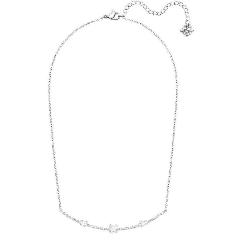 Women's necklaces subtle-twist-Swarovski Women's Necklace - Gray Rhodium-Plated Pave & Clear Crystal | 5272361