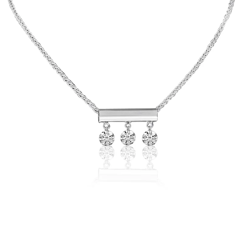 Women's necklaces wispy-pendant-BAR WITH 3 PIERCED DIAMONDS NECKLACE P9963W-18