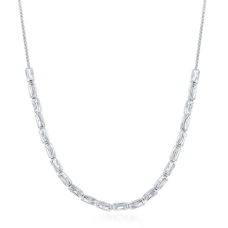 Women's necklaces sleek-titanium-Sterling Silver Diamond Moon Cut Bead Necklace