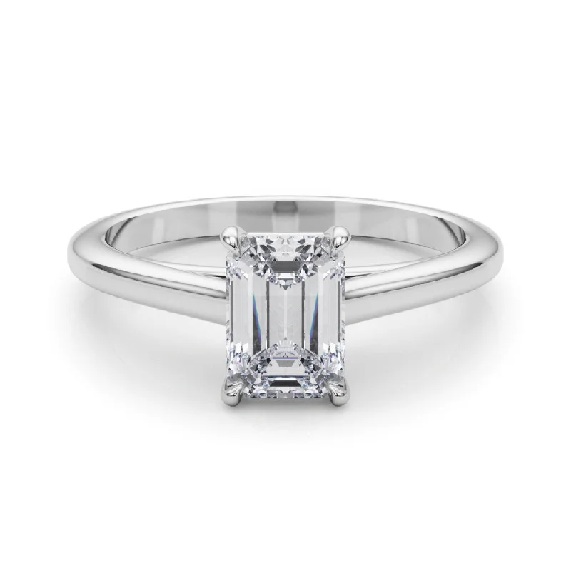 Women's engagement rings proposal-luxe-Amelia Emerald Diamond Solitaire Engagement Ring