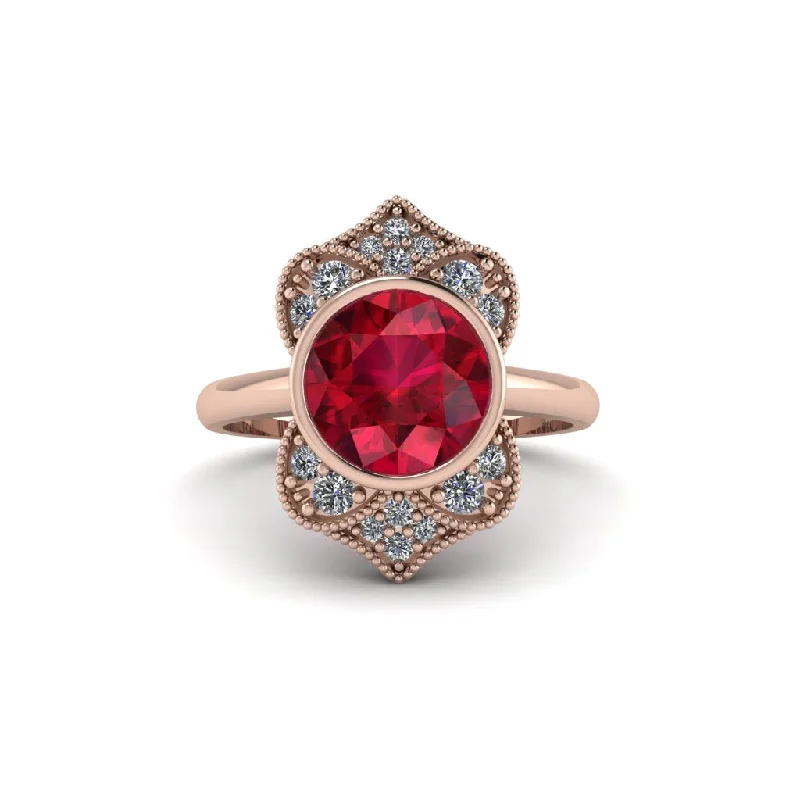 Women's engagement rings luxe-stone-Ruby Bezel Vintage-Inspired Engagement Ring - Olive No. 11