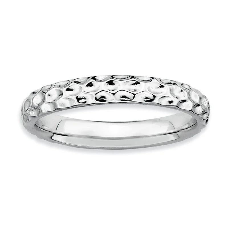 Women's rings blush-charm-3.25mm Stackable Sterling Silver Hammered Band