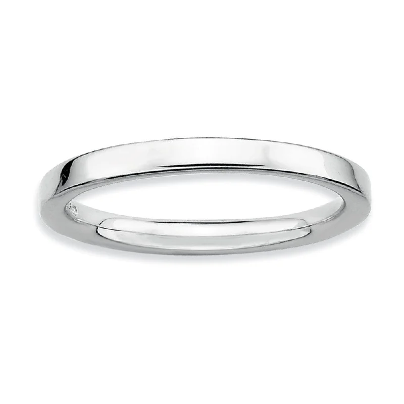 Women's rings exotic-zircon-2.25mm Stackable Sterling Silver Semi Rounded Band