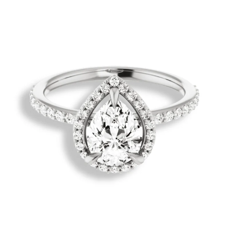 Women's engagement rings ornate-halo-Pear Cut Diamond Halo Engagement Ring