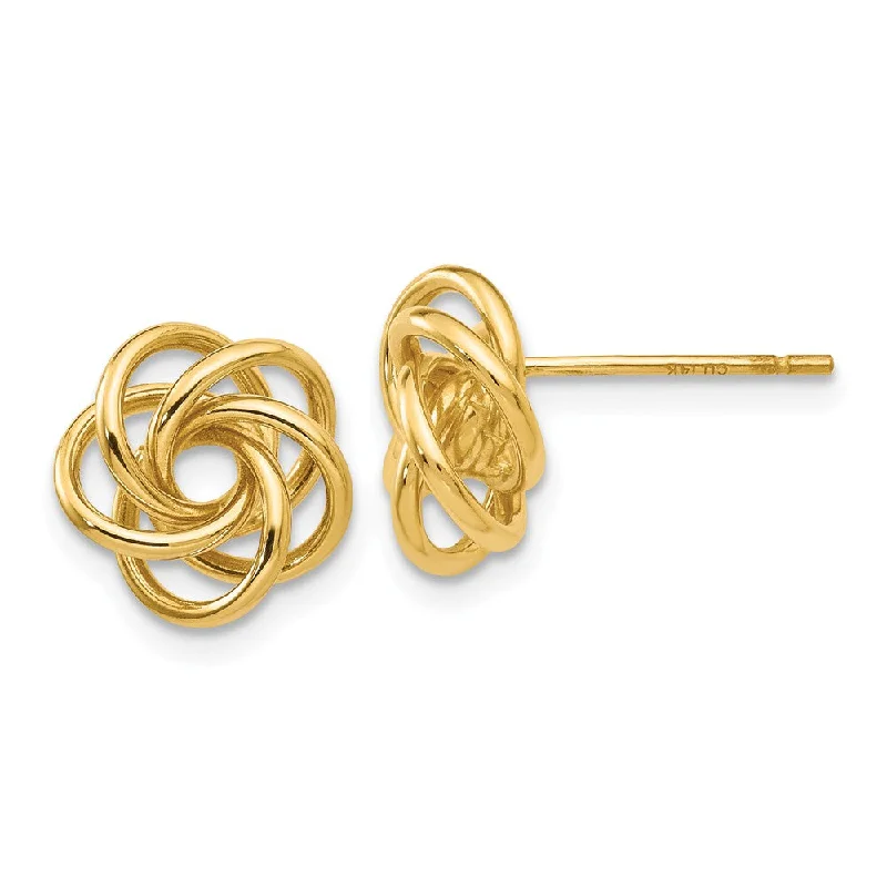 Women's earrings wispy-elegance-10mm Polished Love Knot Post Earrings in 14k Yellow Gold