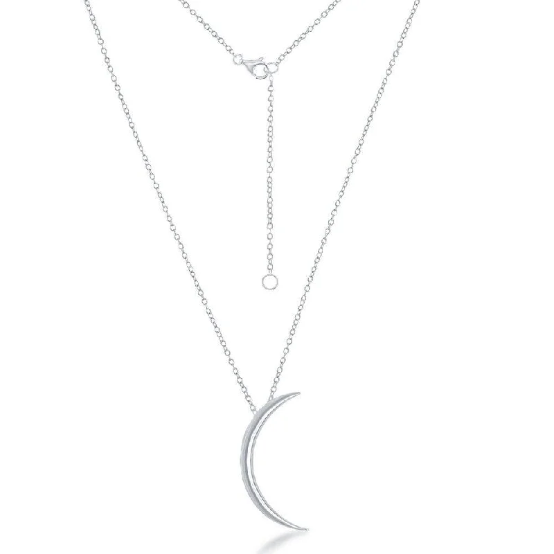 Women's necklaces blush-pendant-Sterling Silver Thin Crescent Moon Necklace