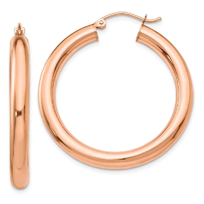 Women's earrings starry-chic-4mm x 35mm Polished 14k Rose Gold Large Round Tube Hoop Earrings