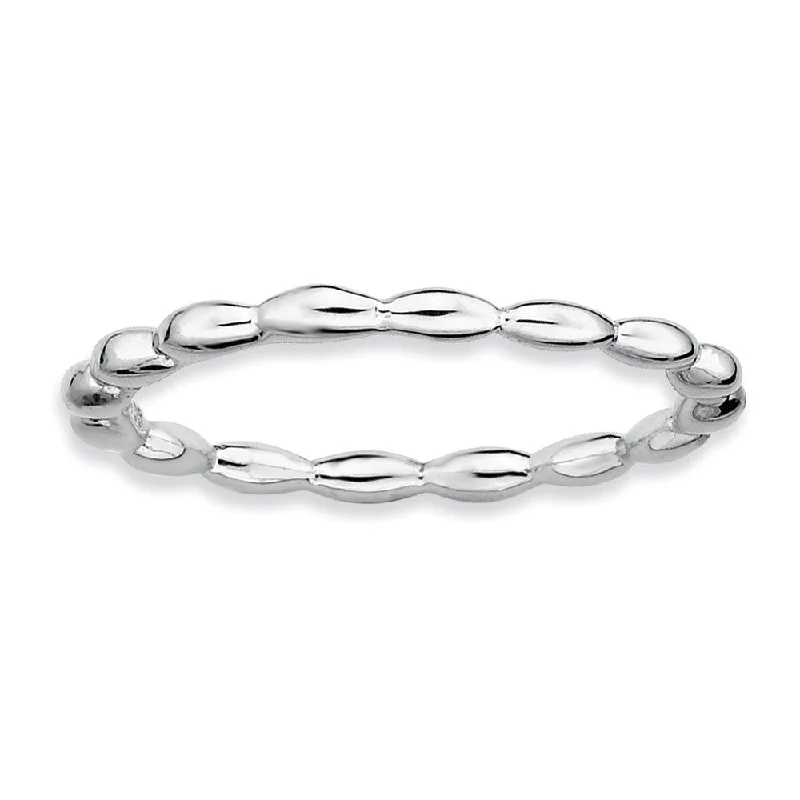 Women's rings festive-flair-1.5mm Rhodium Plated Sterling Silver Stackable Rice Bead Band