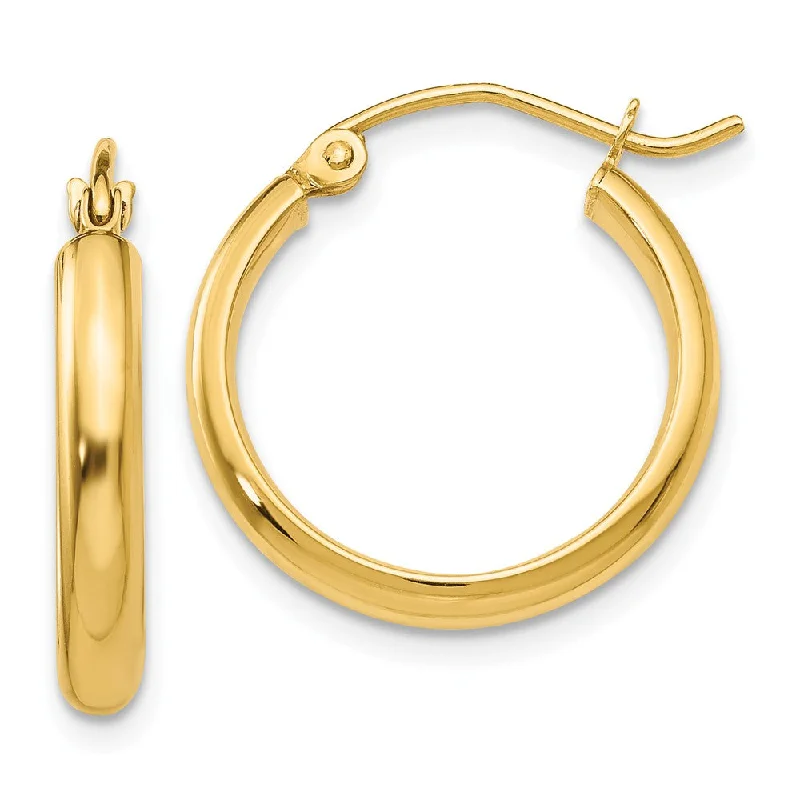 Women's earrings radiant-edge-2.75mm x 19mm Polished 14k Yellow Gold Domed Round Tube Hoop Earrings