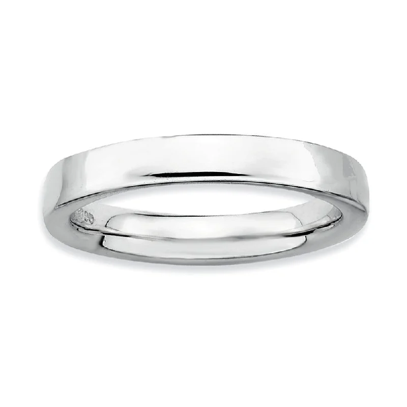 Women's rings Victorian-glow-Sterling Silver Stackable Polished Flat 3.5mm Band