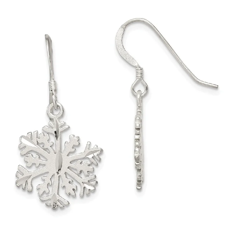 Women's earrings peachy-shine-Sterling Silver Satin Snowflake Earrings