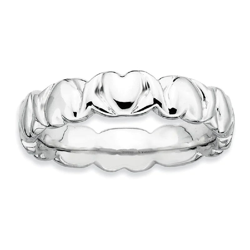 Women's rings wispy-charm-Sterling Silver Entwined Hearts Stackable 4.5mm Band