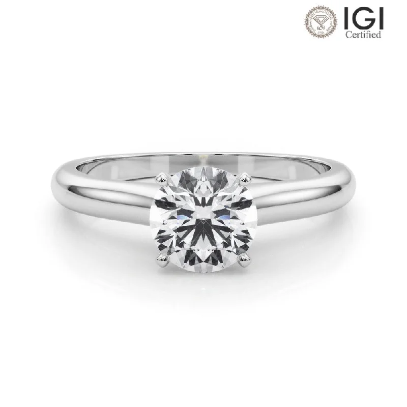 Women's engagement rings elegant-memento-Isabella Round Lab Grown Diamond Solitaire Engagement Ring IGI Certified