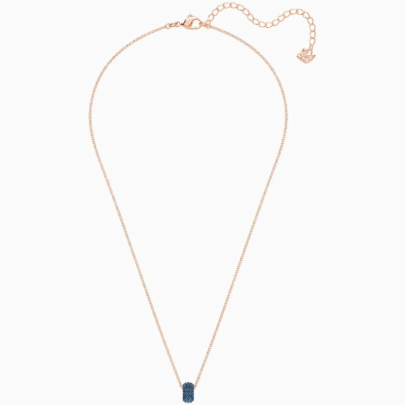 Women's necklaces airy-chain-Swarovski Women's Pendant Necklace - Stone Blue Rose Gold Plated | 5389431