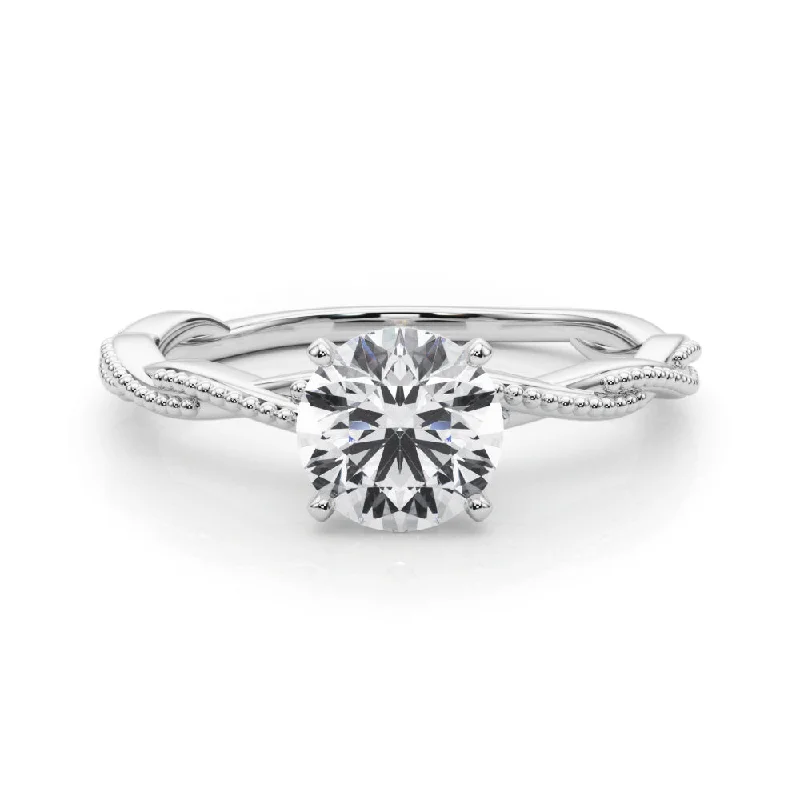 Women's engagement rings wispy-elegance-Anastasia Twisted Vine Round Diamond Solitaire Engagement Ring