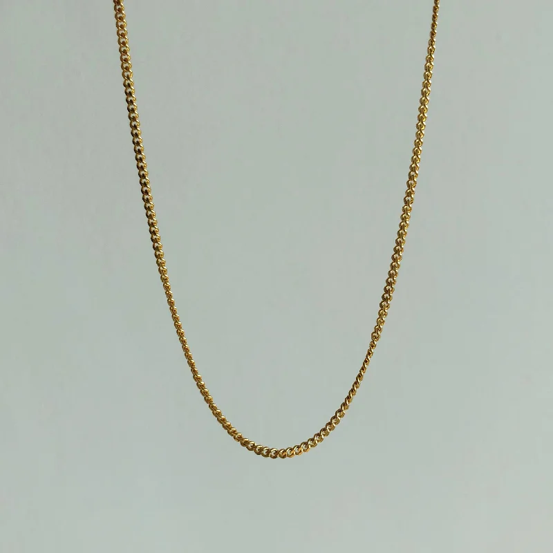 Women's necklaces rustic-platinum-Everyday Petite Cuban Chain Necklace, Solid 18k Gold