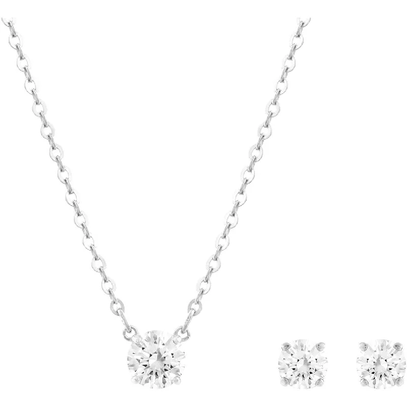 Women's necklaces festive-flair-Swarovski Women's Necklace & Earrings Set - Attract Silver Tone | 5113468