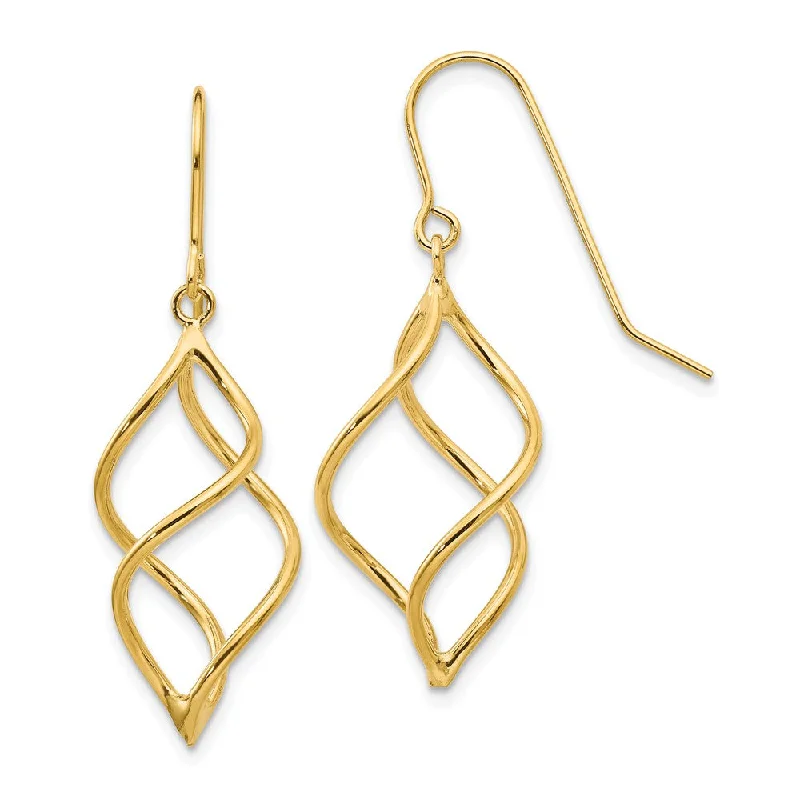 Women's earrings luxe-daily-Short Twisted Dangle Earrings in 14k Yellow Gold