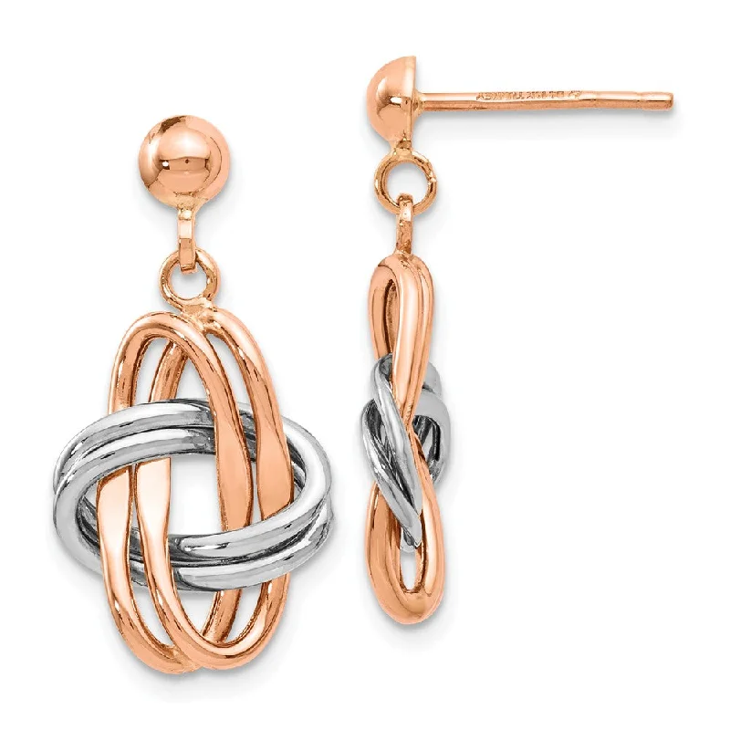 Women's earrings luxe-crystal-14k Rose and White Gold Double Knot Post Dangle Earrings