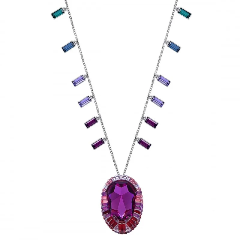 Women's necklaces satin-rose-Swarovski Women's Necklace - Eminence Rhodium-Plated Long Pendant Crystal | 5197510