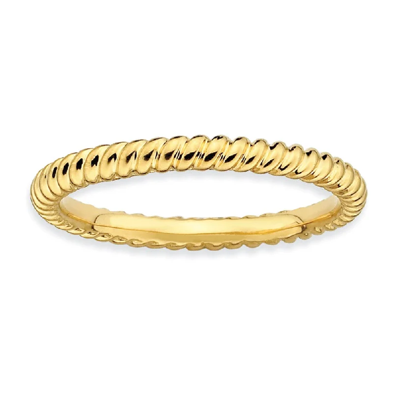 Women's rings blush-link-2.25mm 14k Yellow Gold Plated Sterling Silver Stackable Twisted Band